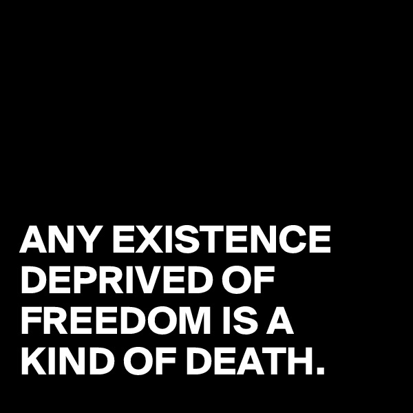 




ANY EXISTENCE DEPRIVED OF FREEDOM IS A KIND OF DEATH.