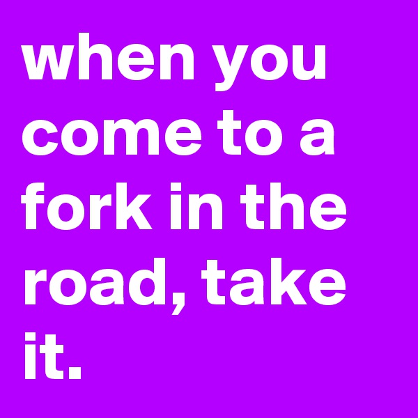 when you come to a fork in the road, take it.
