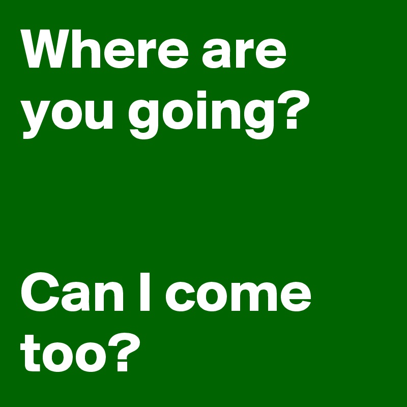 Where are you going?


Can I come too?