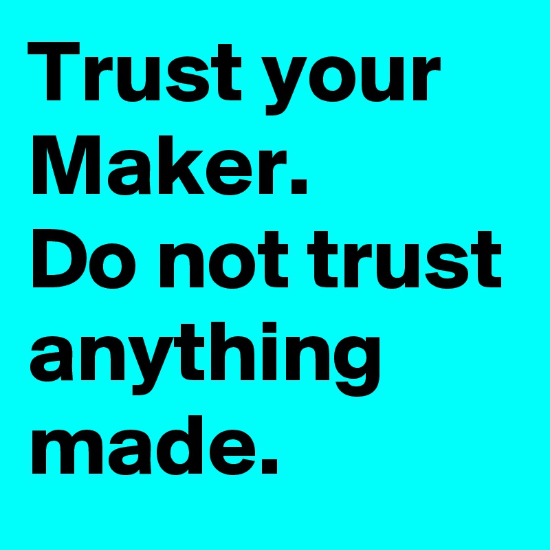 Trust your Maker.   
Do not trust anything made.