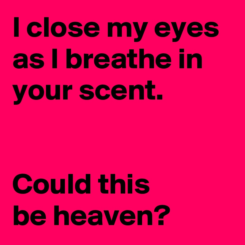 I close my eyes as I breathe in your scent.


Could this
be heaven?