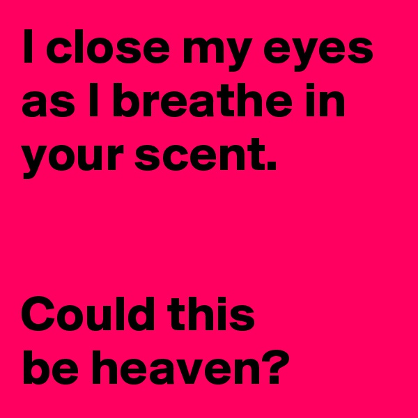 I close my eyes as I breathe in your scent.


Could this
be heaven?