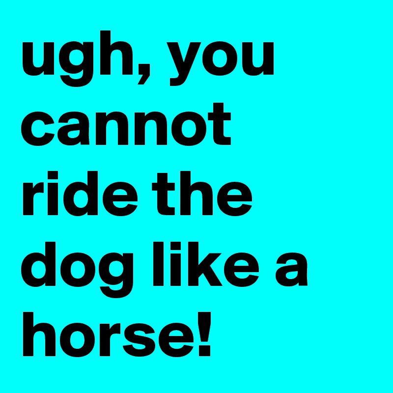 ugh, you cannot ride the dog like a horse!