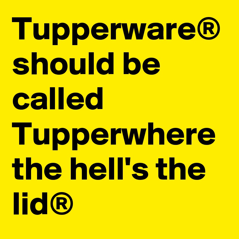 Tupperware® should be called Tupperwhere the hell's the lid®