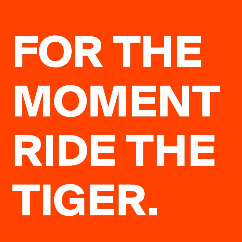 FOR THE MOMENT RIDE THE TIGER.