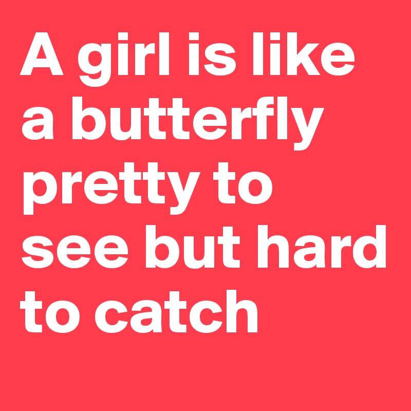 A girl is like a butterfly pretty to see but hard to catch