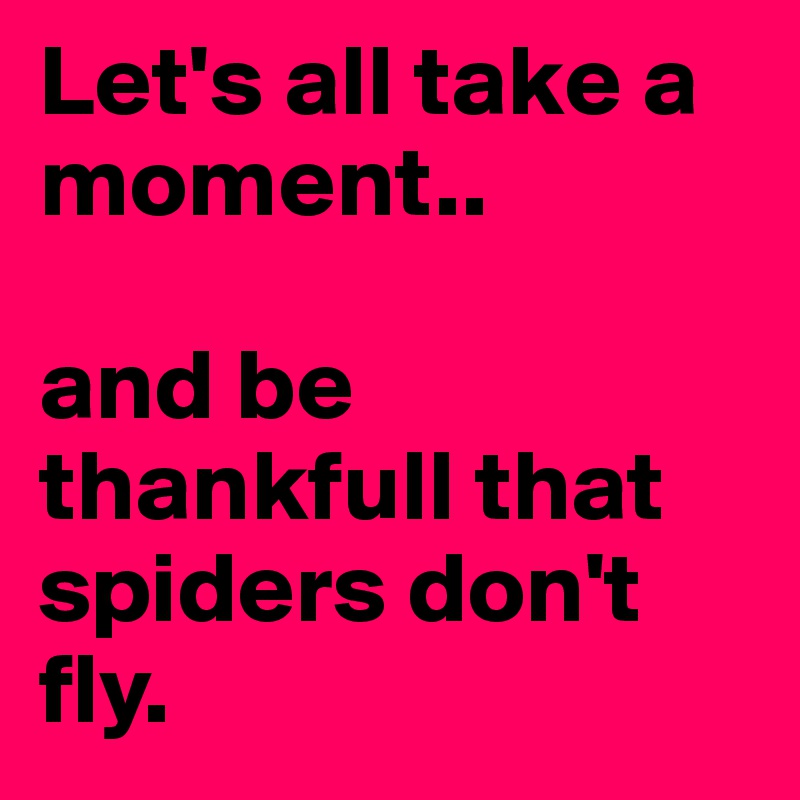 Let's all take a moment.. 

and be thankfull that spiders don't fly. 