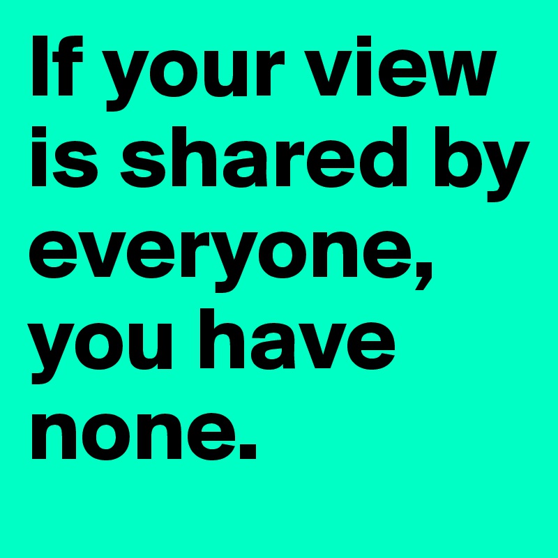 If your view is shared by everyone, you have none.