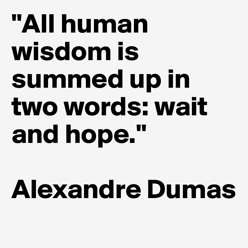 "All human wisdom is summed up in two words: wait and hope." 

Alexandre Dumas