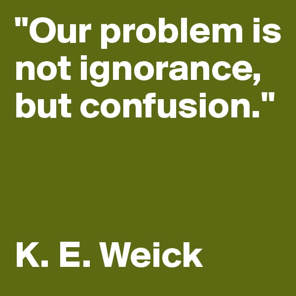 "Our problem is not ignorance, but confusion."



K. E. Weick