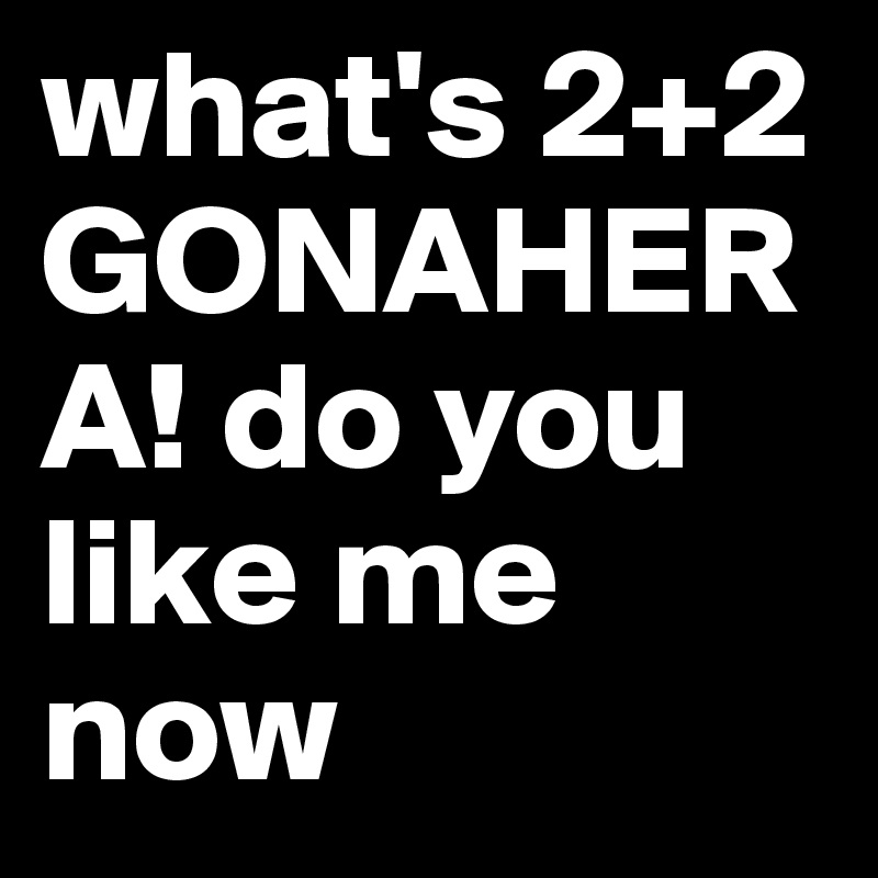 what's 2+2 
GONAHERA! do you like me now