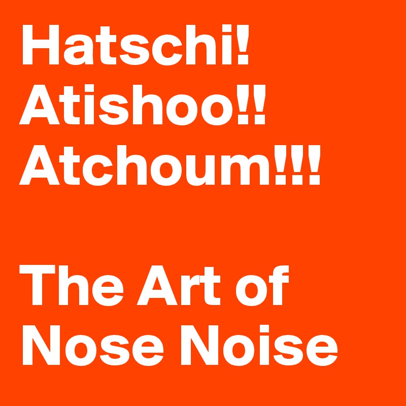 Hatschi!
Atishoo!!
Atchoum!!!
 
The Art of Nose Noise 