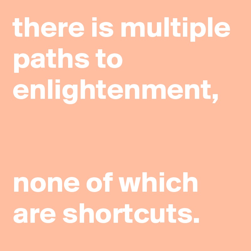 there is multiple paths to enlightenment,


none of which are shortcuts.