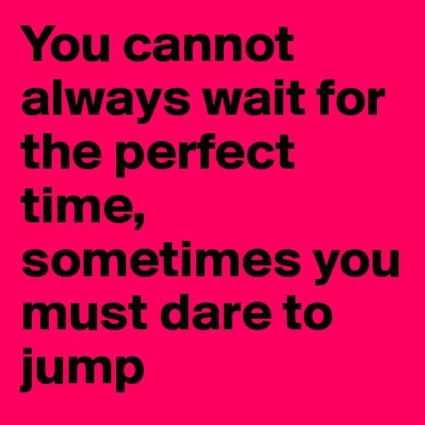 You cannot always wait for the perfect time, sometimes you must dare to jump