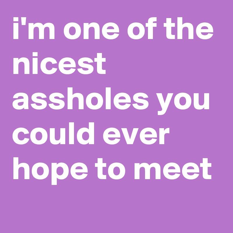 i'm one of the nicest assholes you could ever hope to meet