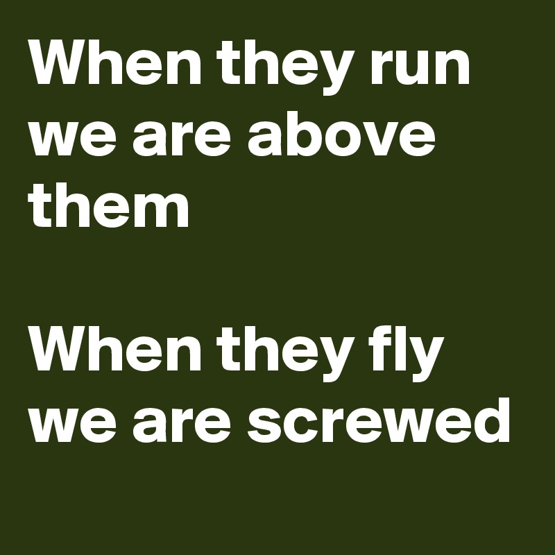 When they run we are above them

When they fly we are screwed