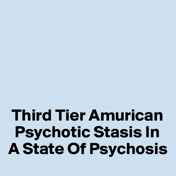 





 Third Tier Amurican 
  Psychotic Stasis In 
A State Of Psychosis