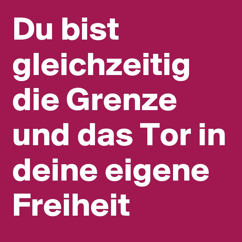 Du bist gleichzeitig die Grenze und das Tor in deine eigene Freiheit 