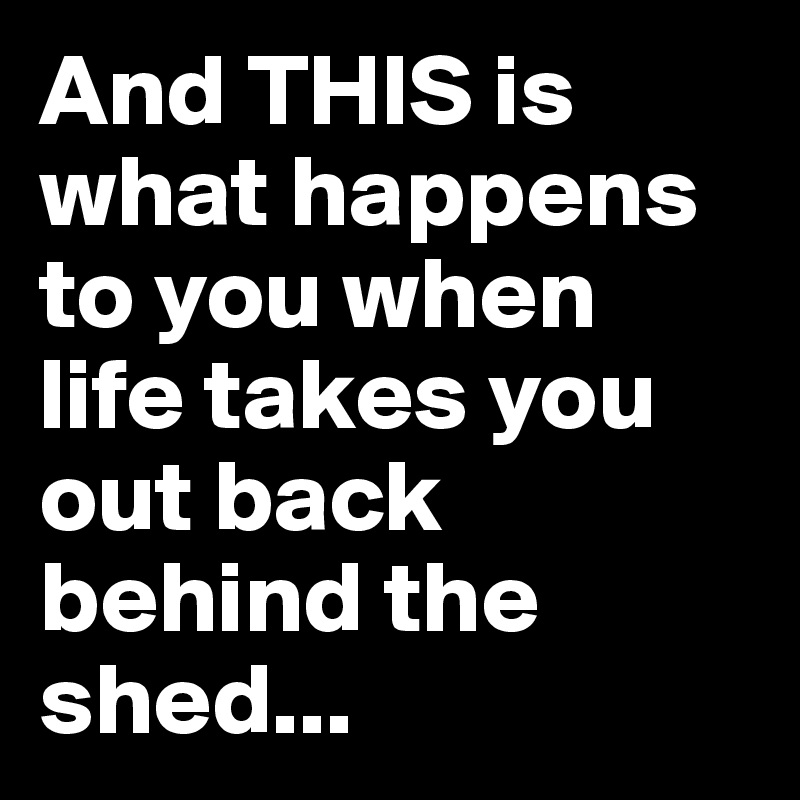 And THIS is what happens to you when life takes you out back behind the shed...