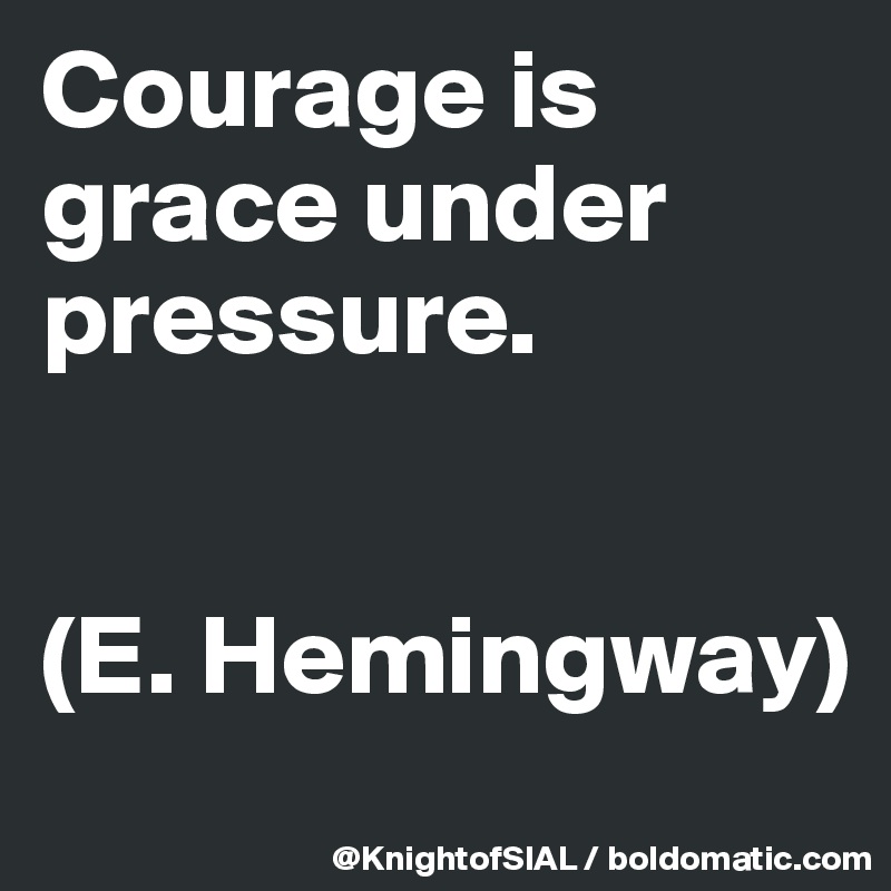 Courage is grace under pressure.


(E. Hemingway)