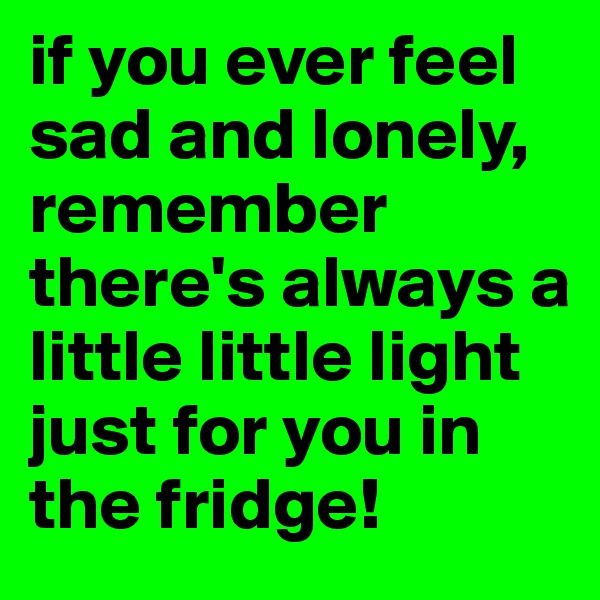 if you ever feel sad and lonely, remember there's always a little little light just for you in the fridge!