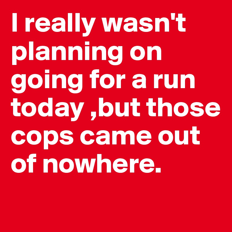 I really wasn't planning on going for a run today ,but those cops came out of nowhere. 
