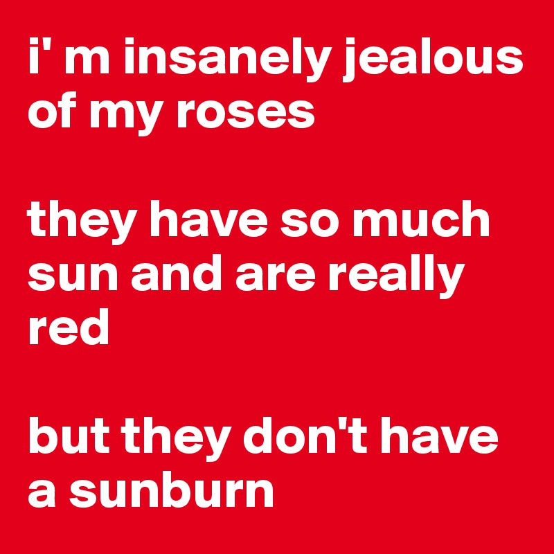 i' m insanely jealous of my roses

they have so much sun and are really red

but they don't have a sunburn