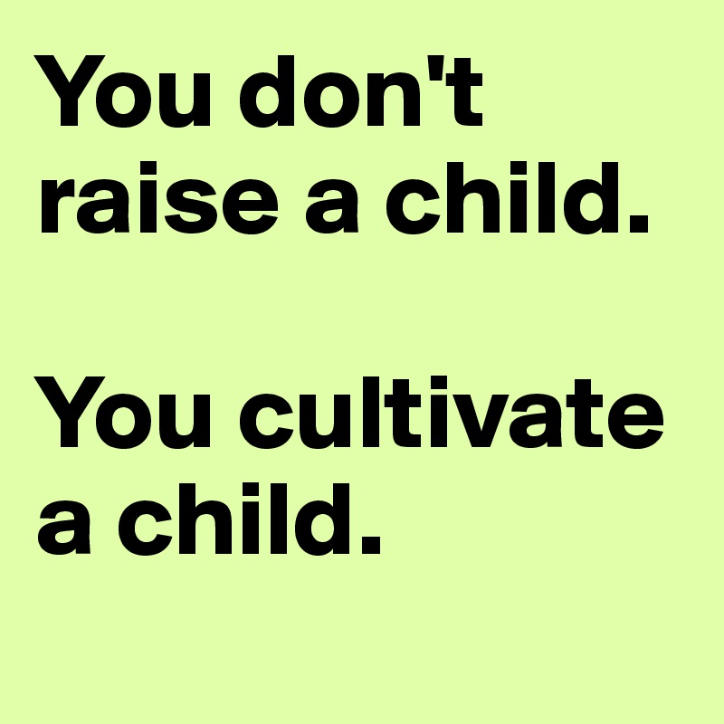 You don't raise a child. 

You cultivate a child. 
