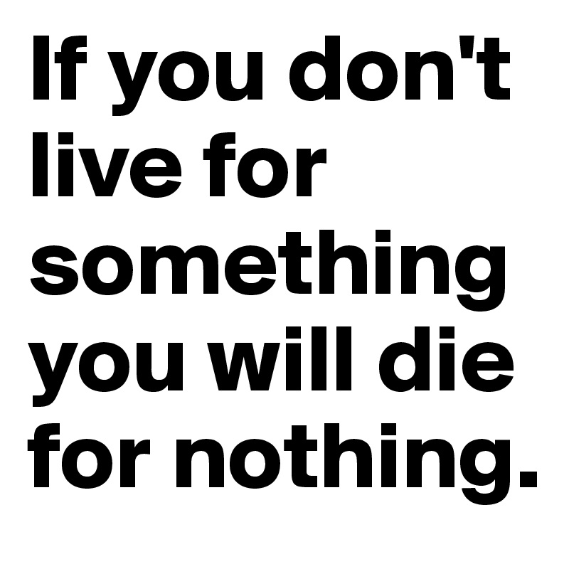 If you don't live for something you will die for nothing.