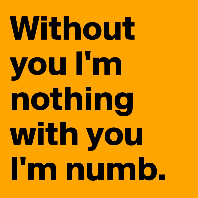 Without you I'm nothing with you I'm numb. 