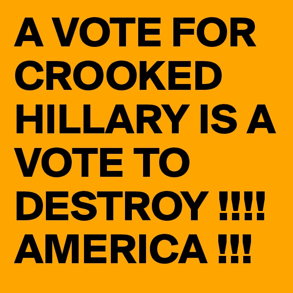 A VOTE FOR CROOKED HILLARY IS A VOTE TO DESTROY !!!! AMERICA !!!
