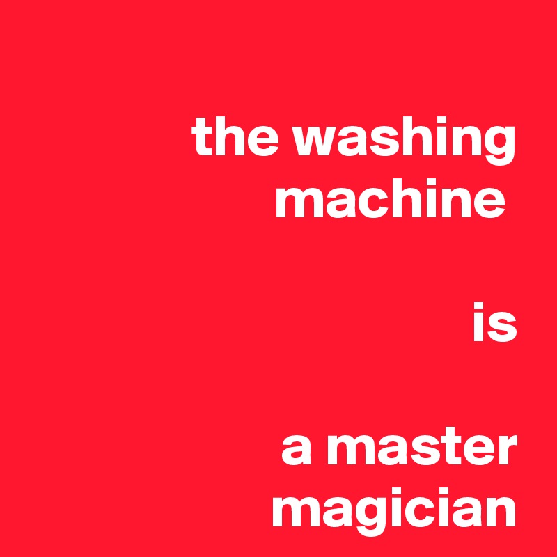 
the washing machine 

is

a master magician