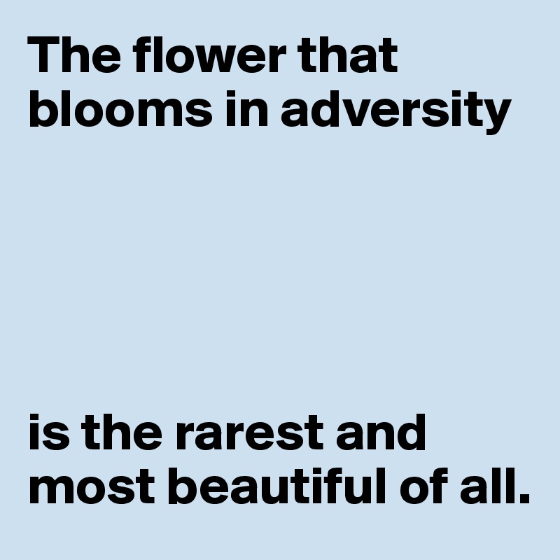 The flower that blooms in adversity is the rarest and most beautiful of ...