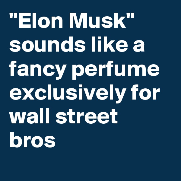 "Elon Musk" sounds like a fancy perfume exclusively for wall street bros