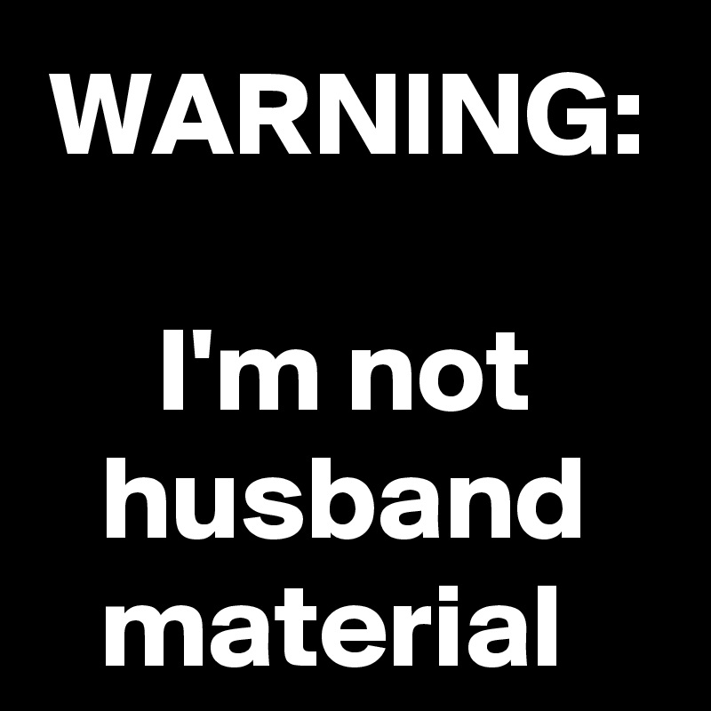 WARNING:

I'm not husband material 