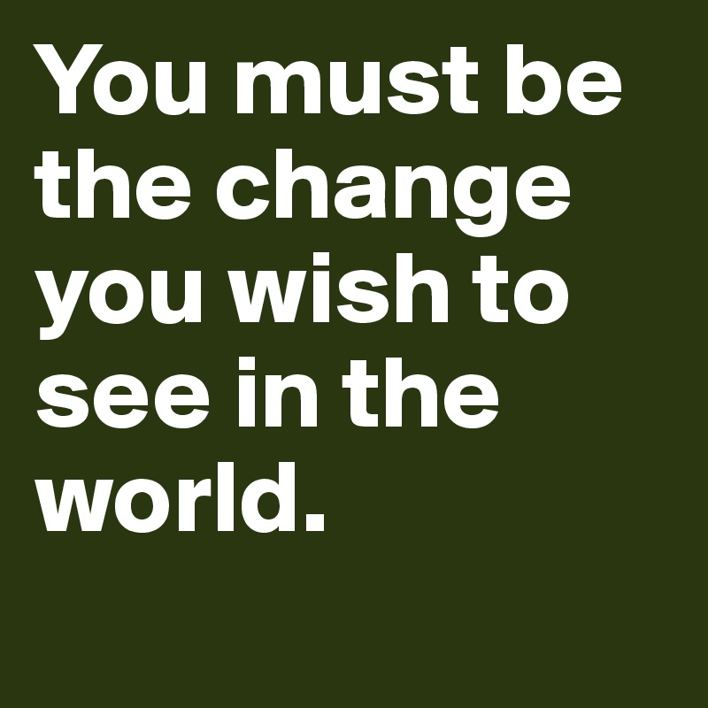 You must be the change you wish to see in the world.
