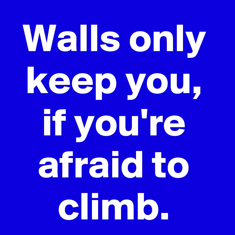 Walls only keep you, if you're afraid to climb.
