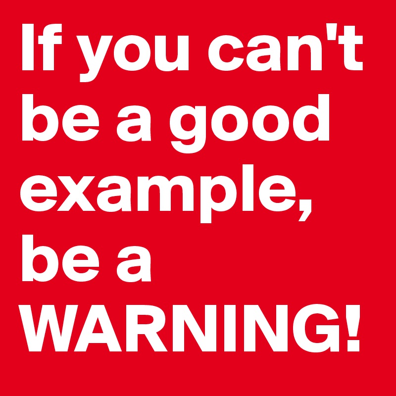 If you can't be a good example, be a WARNING!