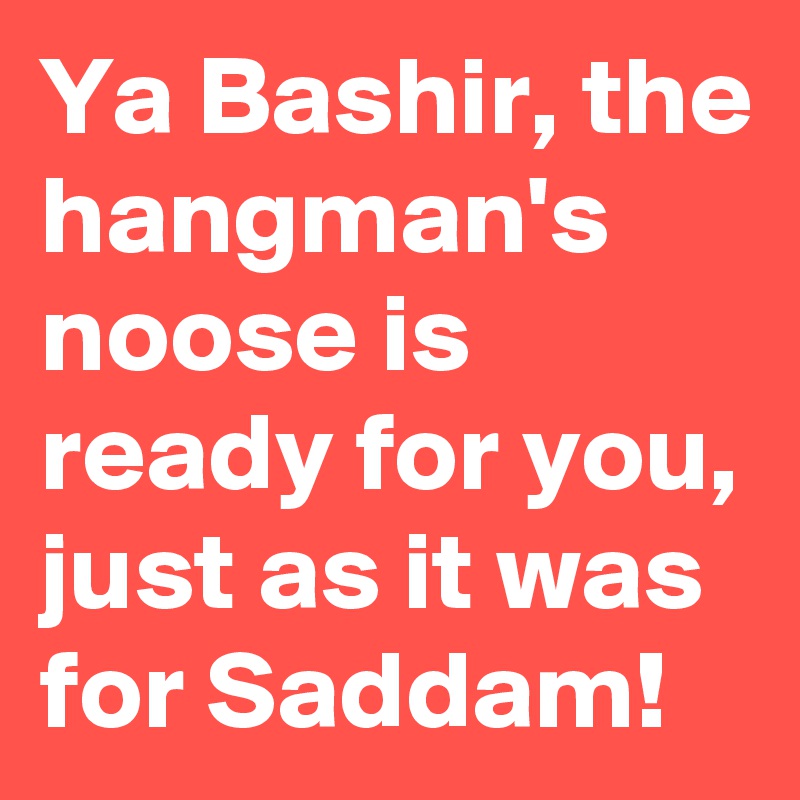 Ya Bashir, the hangman's noose is ready for you, just as it was for Saddam!