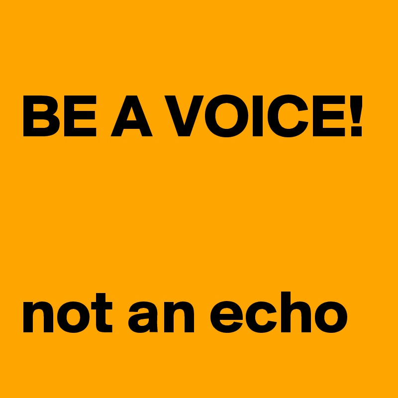 
BE A VOICE!  


not an echo