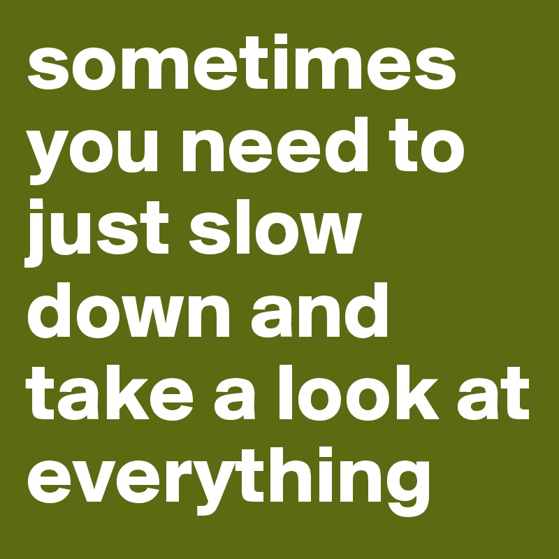 sometimes you need to just slow down and take a look at everything 