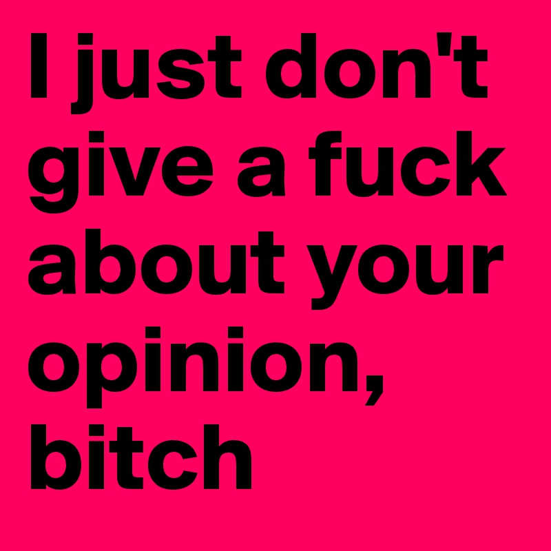 I just don't give a fuck about your opinion, bitch