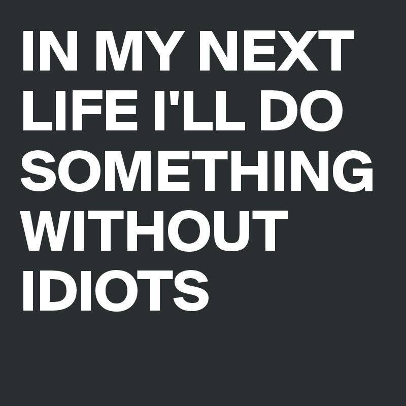 IN MY NEXT LIFE I'LL DO SOMETHING WITHOUT IDIOTS
