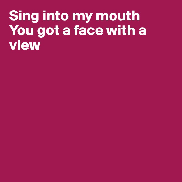 Sing into my mouth
You got a face with a view







