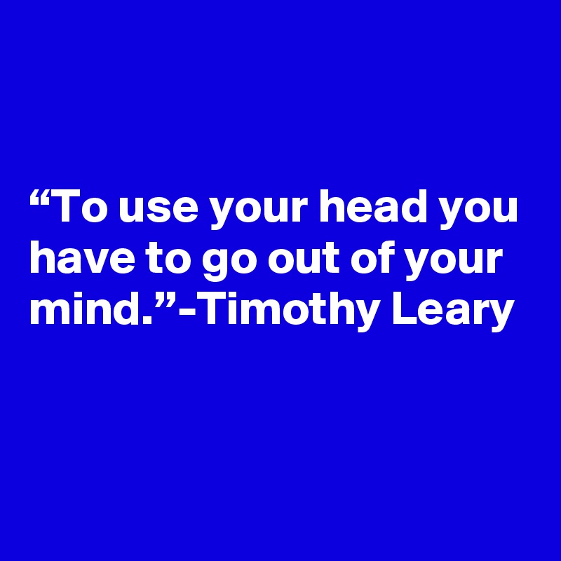 


“To use your head you have to go out of your mind.”-Timothy Leary


