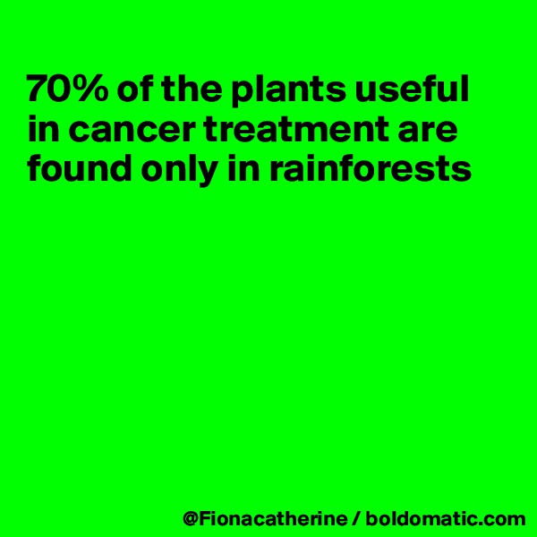 
70% of the plants useful 
in cancer treatment are
found only in rainforests








