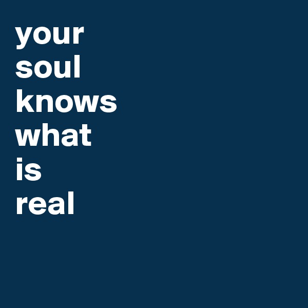 your
soul
knows
what
is
real

