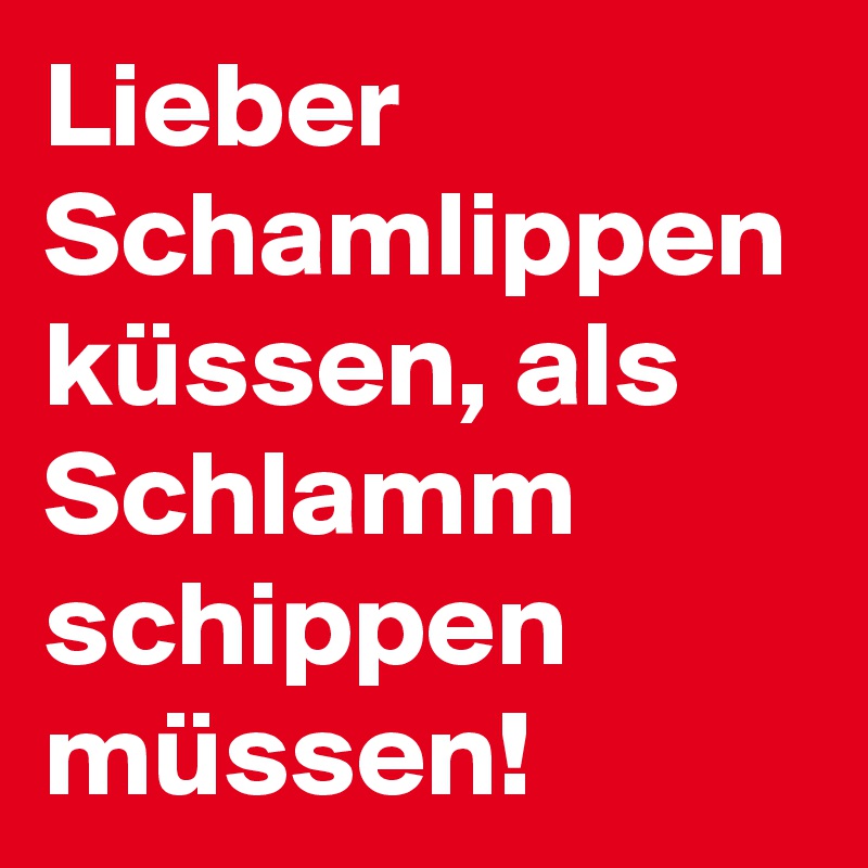 Lieber Schamlippen küssen, als Schlamm schippen müssen!