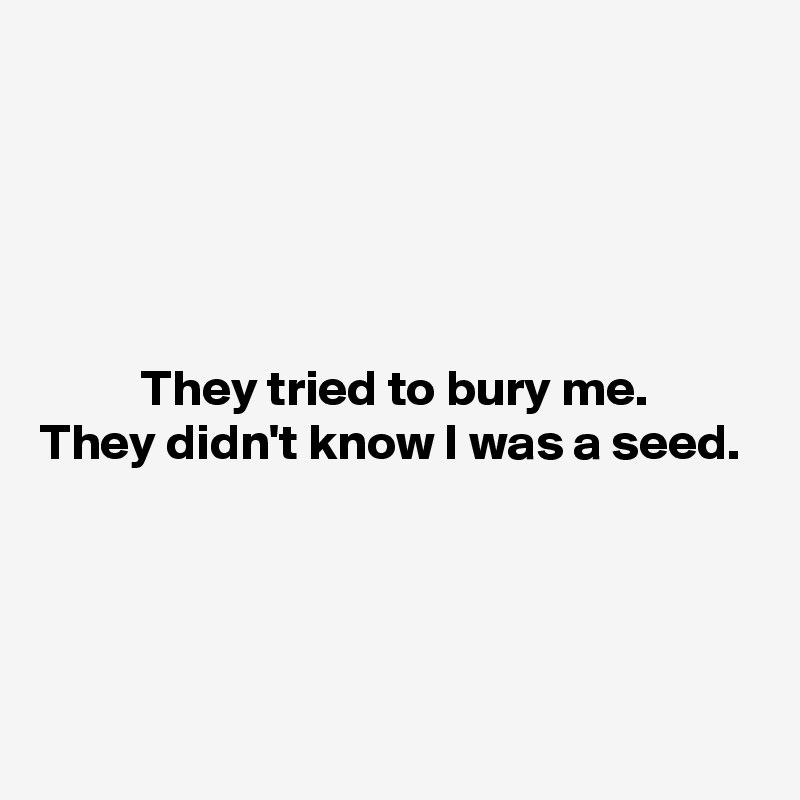 





          They tried to bury me. 
They didn't know I was a seed.




 