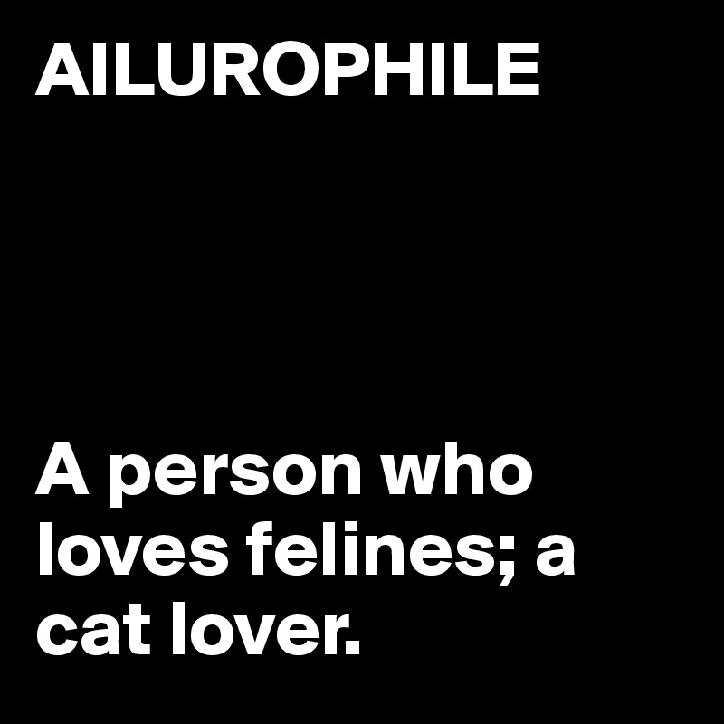 AILUROPHILE




A person who loves felines; a cat lover.